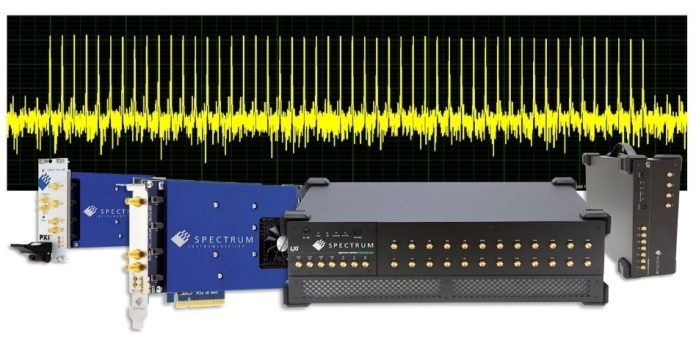 The brand new 96xx-series contains 12 different DDS Generators that are able to produce up to 50 sinewave cores on one single output channel. The diagram shows these 50 cores in frequency domain.